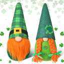 Sumind 2 Pack St. Patrick's Day Gnome Decoration Green Irish Saint Leprechaun Tomte Plush Gnomes Doll Dwarf Felt Shamrock Gnome for Tiered Tray Home St. Patrick's Day Decor Ornaments(Lovely Style)