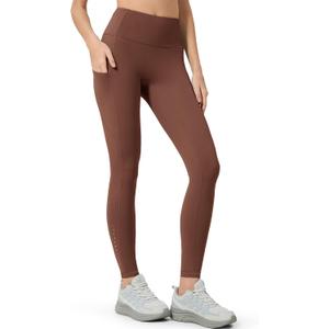 AOPREL High Waisted Yoga Pants with Pockets – Tummy Control Compression Leggings for Women, Running, Gym, Lounge (Brown)