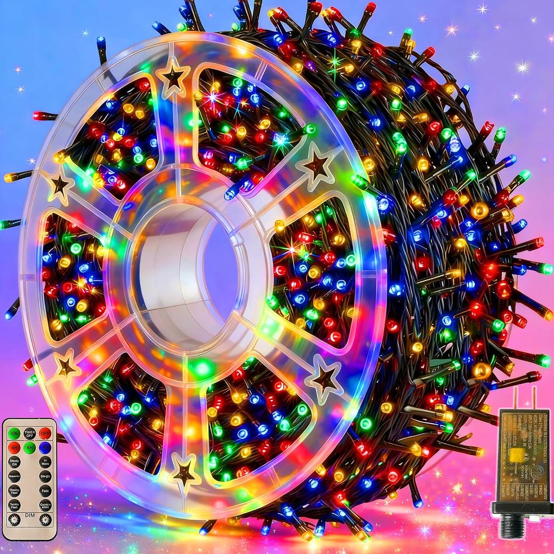 Christmas Lights 1000 LED 328 FT, Waterproof Christmas Tree Lights with 8 Modes, Remote Control 3 Timers & Memory Function Xmas Decorations for House and Holiday (Multicolor)