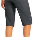 TBMPOY Womens 15" Long Hiking Shorts Below Knee Length Cargo Capri Bermuda Water Resistant Lightweight Stretch 3 Pockets (Black)