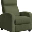 Yaheetech Corduroy Recliner Chair Single Sofa Home Theater Seating Adjustable Modern Reclining Chair for Living Room Bedroom Home Theater Dark Green