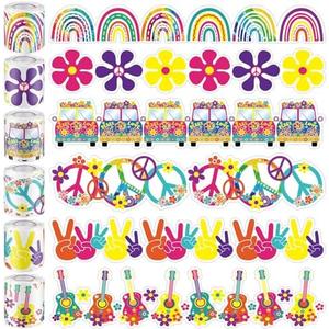 Sayglossy 6 Rolls 197 ft Hippie Party Tie Dye Border Trim Classroom Border Decor Teacher Bulletin Board Decorations for School Office Desks Windows Doors Lockers Decorations (Retro Tie-dye)