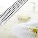 DreamDrains 24 in Stainless Steel Linear Shower Drain - Square Pattern Drain - Easy Installation Linear Drain Kit (Brushed Finish, 24 x 2.75 Inches)