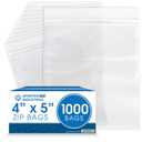 Spartan Industrial - 4 X 5 (1000 Count) 2 Mil Clear Reclosable Zip Plastic Poly Bags with Resealable Lock Seal Zipper