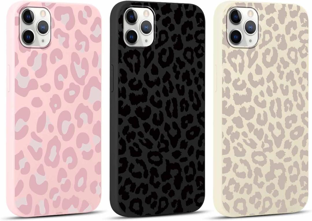 RUMDEY 3 Pack Cute Cheetah Print for iPhone 11 Pro Max 6.5" Phone Case, Leopard Aesthetic Design Cases Soft Silicone Slim TPU Shockproof Protective Fundas for Women Girls