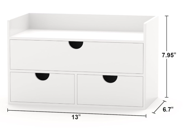 Wisuce Bamboo Desk Organizer  Mini Bamboo Desk Drawer Tabletop Cosmetic Storage Organization for Office or Home White with Shelf