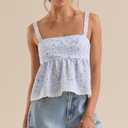 Women Teens Cute Babydoll Tops Y2k Floral Lace Trim Camisole Ruffle Tank Top Summer Flowy Peplum Top Streetwear (Small)