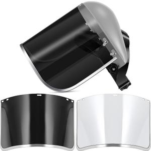 Amylove 2 Pcs Safety Face Shield for Grind and Cutting Lightweight Protective Masks with Clear Replacement Guard Mask (Classic Style,Gray,Black,Clear) (1 Count (Pack of 2))