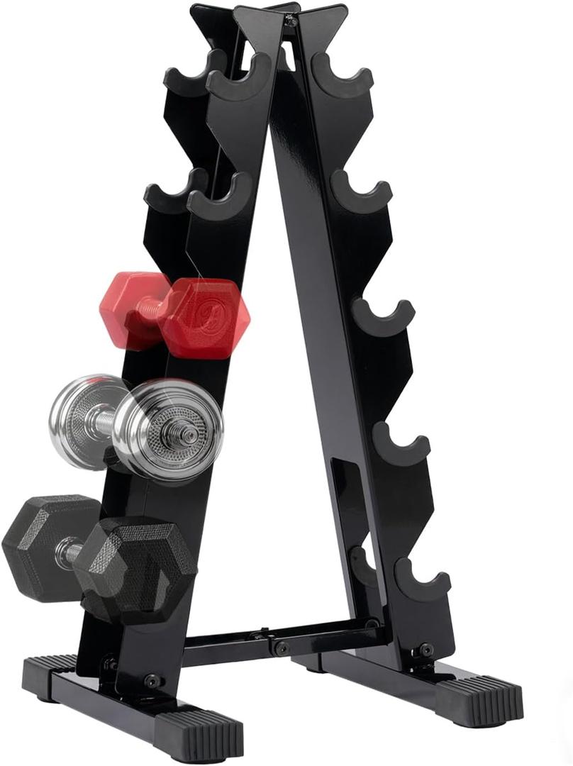 5 Tier Dumbbell Rack, Weight Rack for Home Gym - 260 LBS Capacity - Steel A-Frame Dumbbells Storage Space Saving Folds Up Design (No Dumbbells Rack Only)