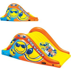 WOW Sports Giant Inflatable Floating Water Slide - 2 Lanes - 9 ft - Hi-Vis Graphics - Kids & Adults, One