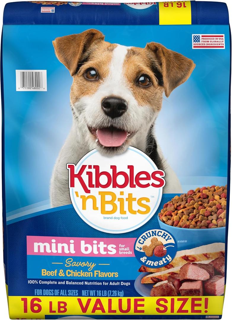 Kibbles 'N Bits Small Breed Mini Bits Savory Beef & Chicken Flavors Dog Food, 16-Pound(Pack of 1) (EXP 12/12/27)