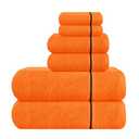 MyOwn Ultra Soft 6 Pack Cotton Towel Set, Contains 2 Bath Towels 28x55 inch, 2 Hand Towels 16x24 inch & 2 Wash Coths 12x12 inch, Ideal Everyday use, Compact & Lightweight - Orange