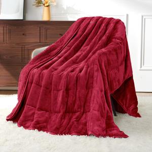 Uttermara Weighted Blankets for Adults Queen Size, 20lbs 60x80 inches Blanket with Soft Warm Plush Sherpa Fleece, Washable Thick Heavy Throw for Sleep, Anxiety and Calming, Red