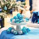 24ct 1.57" Small Mini Little Christmas Ball Ornaments Set for Tree Decorations, Blue Silver Winter Wonderland Shatterproof Plastic Xmas Balls Decor Hanging Ornament Bulk for Holiday Birthday Party