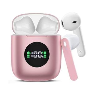 Wireless Earbuds, Bluetooth Headphones with HiFi Stereo Noise Cancelling Mic, USB-C Charging Case, 50H Playtime with LED Display, IPX7 Water Resistant in Earphones for Sports, Travel, Pink