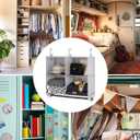 StorageWorks Hanging Closet Organizer with Metal Rod, 4-Section Closet Organizers and Storage, Collapsible Hanging Shelves for Closet, Bedroom, Kids Dorm Room, RV Camper, Gray and White