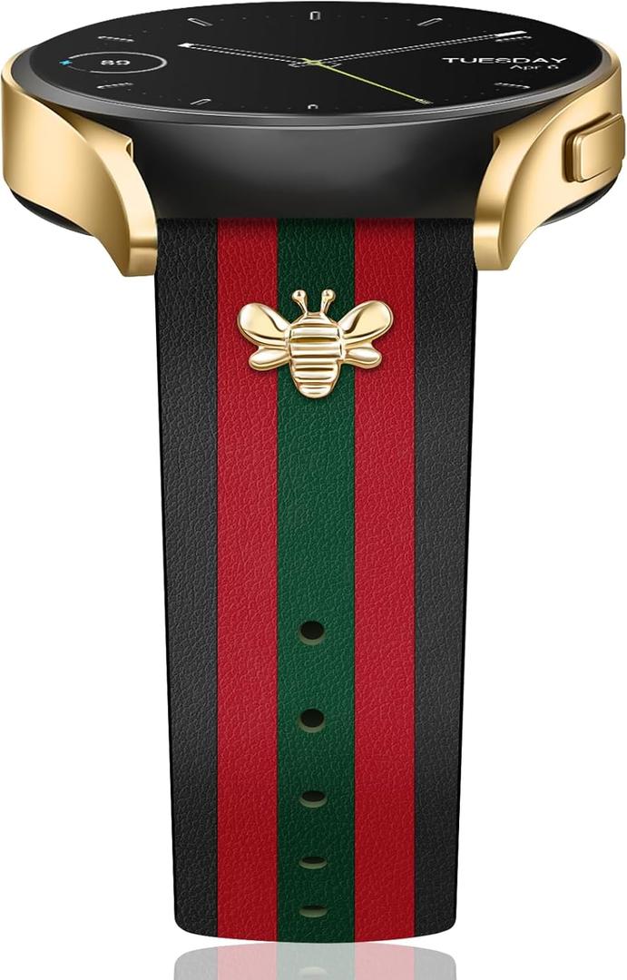 MOINSPIRE Designer Leather Bands with Charms Compatible with Samsung Galaxy Watch 7/6/5/4/Active 2 40mm 44mm/Watch 6 Classic 43mm 47mm/Watch 5 Pro 45mm/Watch 4 Classic 42mm 46mm, 20mm