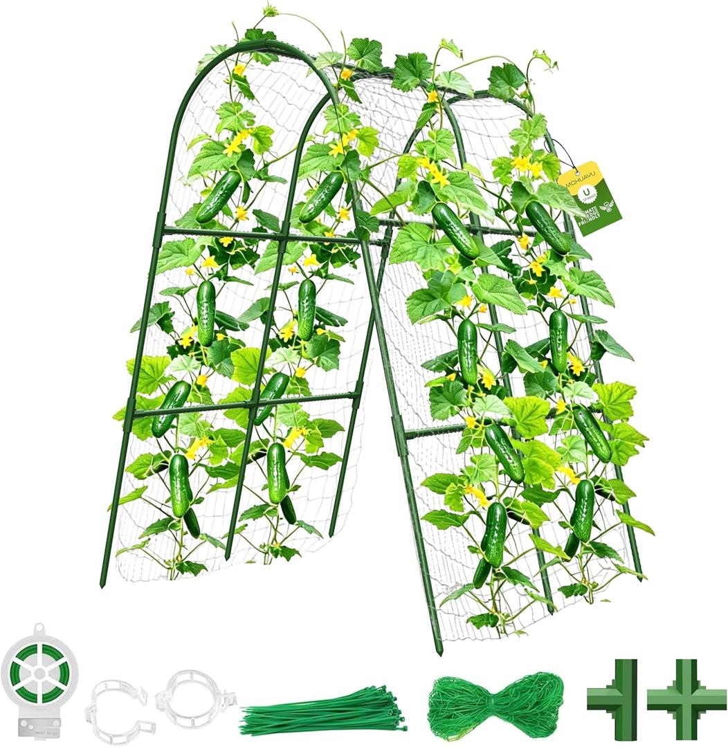 Cucumber Trellis for Raised Bed,U-Shape Garden Trellis for Climbing Plants Outdoor, Metal Arch Vegetables Trellis, Plant Support for Vine (Green, 31.5" Lx21.6 Wx47.2 H-Small)