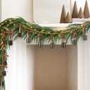 3.94 ft Christmas Cowbells Garland Velvet Bow Cowbells Hanging Decor Christmas Rustic Bronze Vintage Jingle Bells String for Xmas Wall Door Window Fireplace Decoration(Brown)