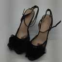 Coutgo Womens Bow Tie Heels Sandals Slingback Peep Toe Wedding Heels Mesh High Stiletto Heel Summer Cute Wedding Bridal Shoes (10, Black)