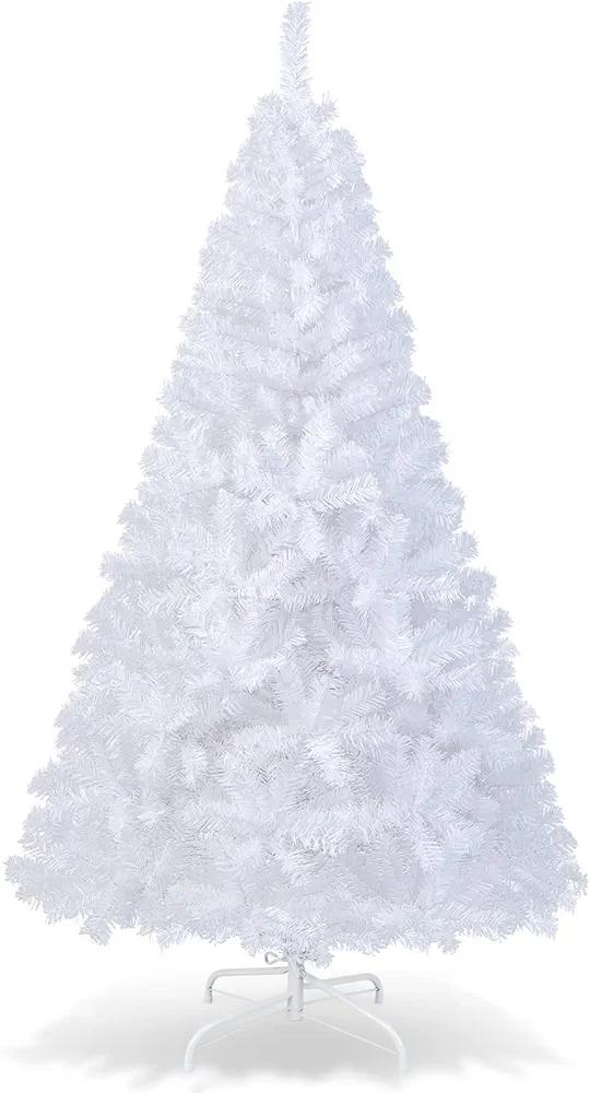  6Ft-Artificial-PVC-Christmas-Tree-W-Stand-Holiday-Season-Indoor-Outdoor-White