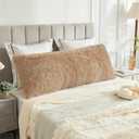 LIFEREVO Body Pillow Cover with Zipper Closure, Luxury Shaggy Ultra Soft Plush Faux Fur Pillowcase 20"x54" for Bed Couch, Microfiber Long Pillow shams for Adults Pregnant Women/Mother/Wife(Camel)