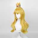 Wiggy Mermaid Blonde Wavy Wig for Adult, Long Golden Cosplay Wigs + Crown Brooch Earrings Accessories + Wig Cap for Halloween Costume Party