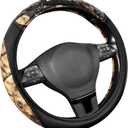Mossy Oak Camo Steering Wheel Cover - PU Leather and Cotton Twill, Universal Fit 14 1/2 inches to 15 inches - Officially Licensed Product
