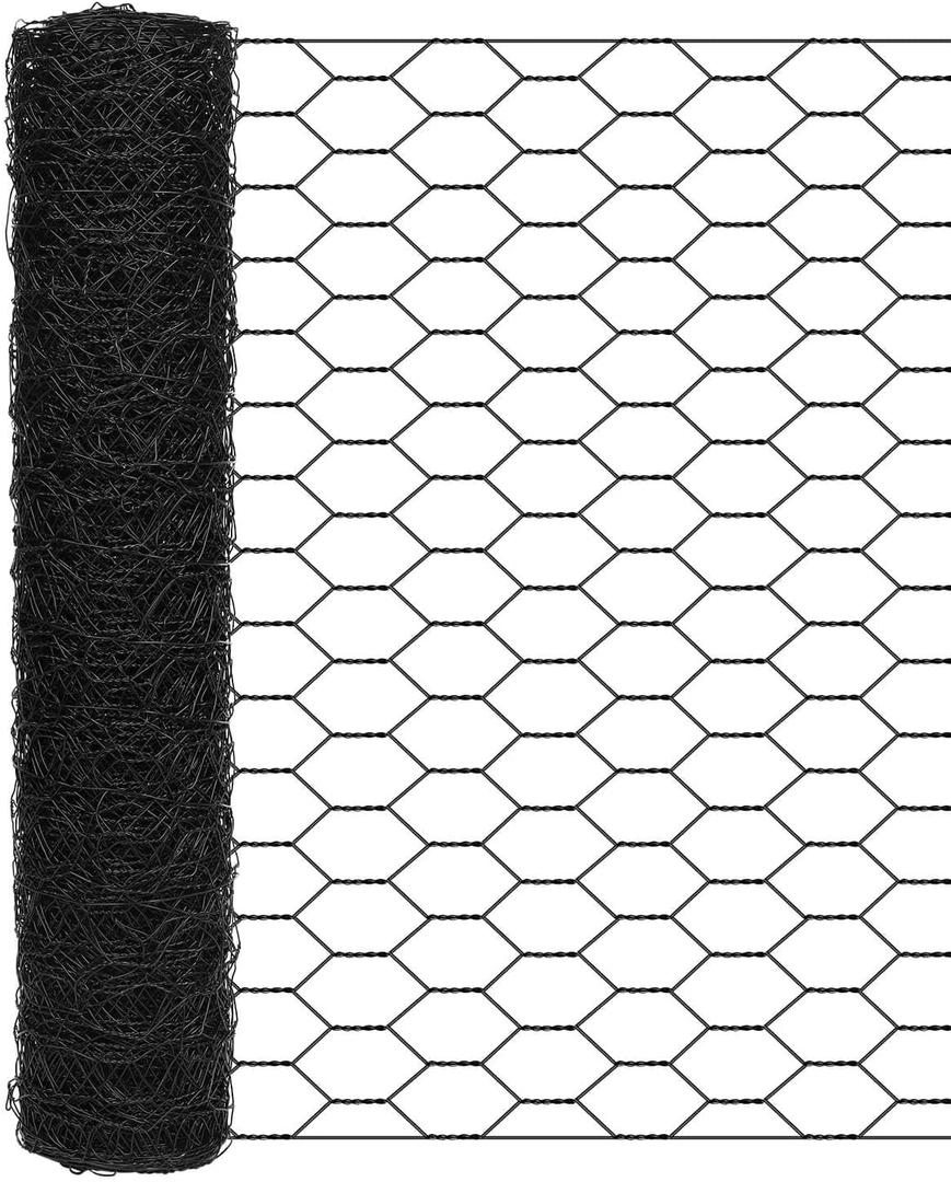 vensovo Garden Poultry Black Chicken Wire - 13.7 '' × 157 '' Chicken Wire for Crafts, Garden Fence Animal Barrier, 0.8 inch Mesh Poultry Netting Fence, Pet/Rabbit/Chicken Wire Fencing