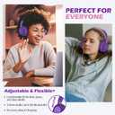 AILIHEN C8 Girls Headphones, On-Ear Headphones Wired with Microphone and Volume Control Foldable Corded Stereo 3.5mm Headset for Girls School Chromebook Laptop Computer PC Tablets Travel (Purple Pink)