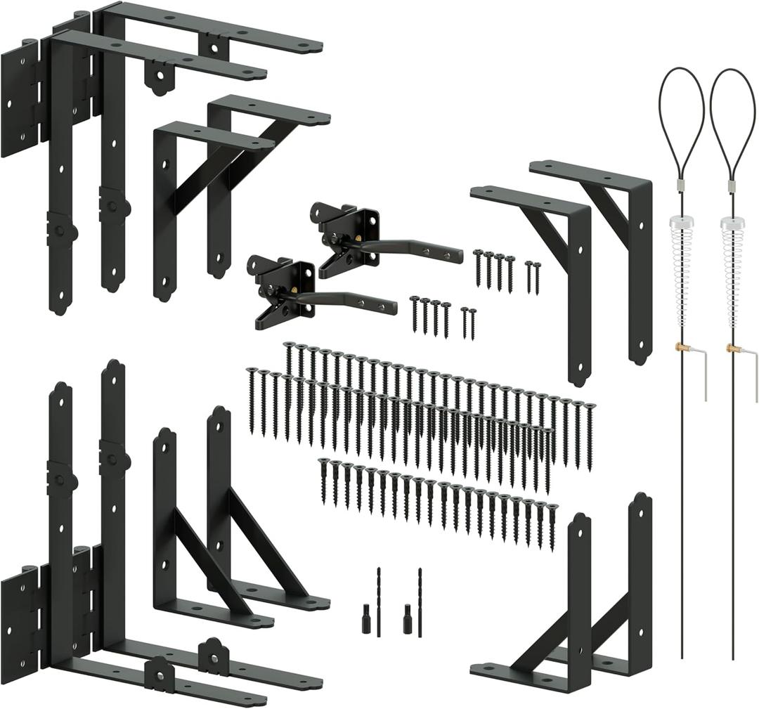 Gate Corner Brace Bracket Anti Sag Gate Kit with Self-Locking Gate Latch, Gate Frame Kit for Wooden Fence/ Corral Gates/ Driveway Gates/ Shed Doors/ Wood Windows, 2 Pack