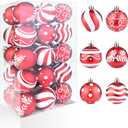 30ct Christmas Balls Ornaments - 2.36 Red and White Christmas Ball Ornaments, Shatterproof Christmas Balls Ornaments for Christmas Tree, Hanging Ornaments for Xmas Trees Holiday Party