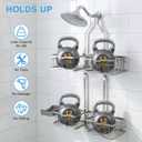 Shower Caddy Hanging Organizer, Rustproof Shower Organizer Hanging for Handheld Showerhead with Hooks for Razor/Sponge, Bathroom Caddy Rack Shower Shelves for Shampoo Soap Towels, Silver