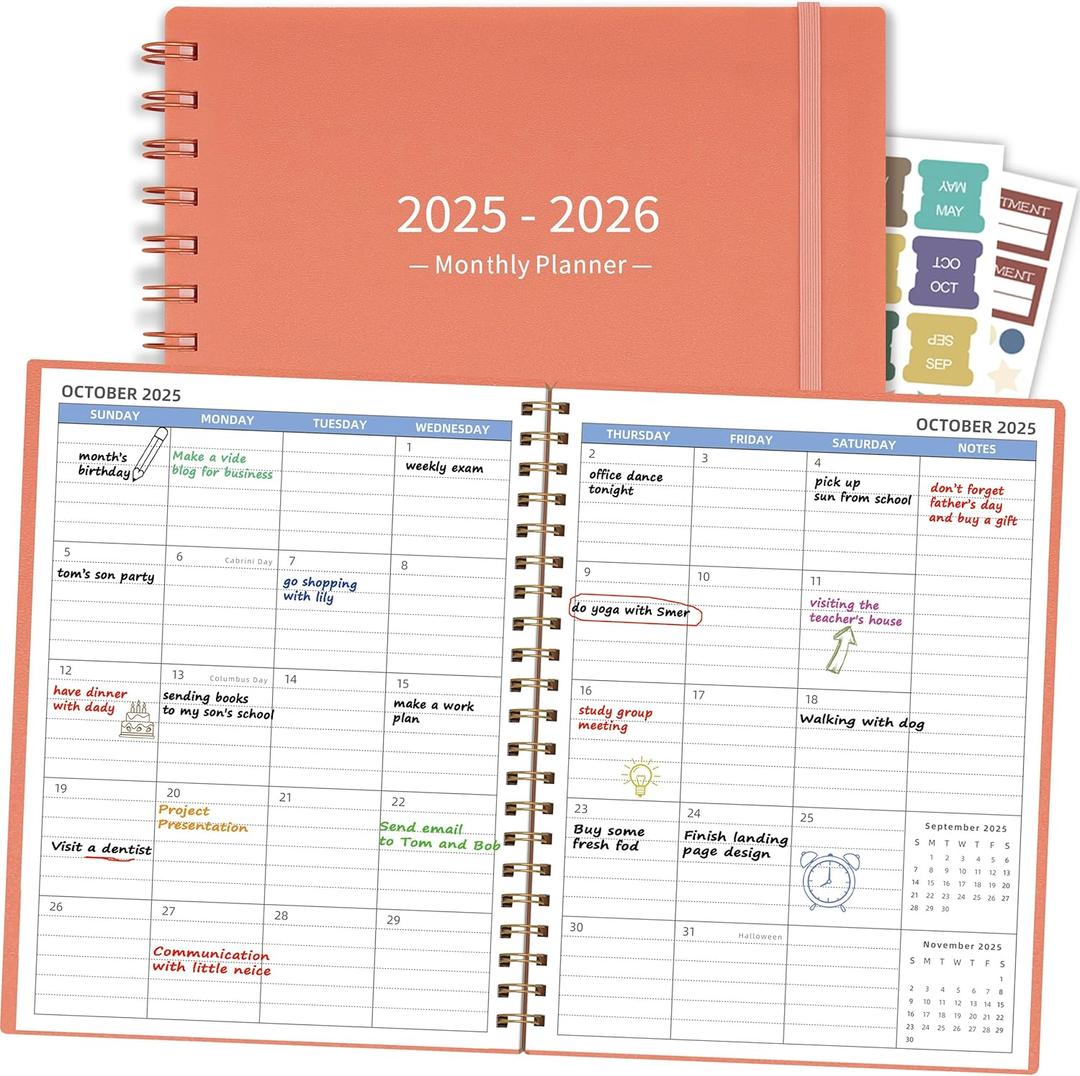 Monthly Planner 2025-2026 (7.4'' x 9.6''), 18 Months Agenda Planner from Jul 2025-Dec 2026, Calendar 2025 with Pocket, 120GSM Paper, Pink