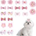 20Pcs Dog Hair Bows Puppy Rubber Bands Hair Accessories Flower Knot Decoration for Puppy Cat Pet Girl Photo Birthday