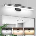 SineRise LED Modern Bathroom Vanity Light Bar (24-Inch, 3000K/4000K/6000K), Matte Black Dimmable Modern Acrylic Bathroom Wall Lighting Fixtures Over Mirror