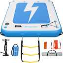 FBSPORT Inflatable Floating Dock, 10ft 8ft 6ft Inflatable Air Dock Platform for Lake Floating Island Raft with Non-Slip Surface, Inflatable Water Floating Dock Mat for Pool Beach Ocean (10x8x0.5 ft)
