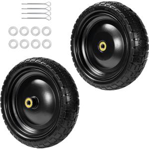 13" Tire Compatible with Gorilla Cart, 4.00-6 Flat Free Solid Tire and Wheel (Solid Polyurethane) for Wagon,Wheelbarrow,Yard Trailers-5/8" Bearings,Offset Hub 2.1" (2 Pack)