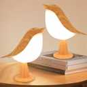 2Pack Small Cute Bird Table Lamp, Touch Bird Night Light, Cordless Bedside Lamp, Desk Lamp for Reading, 3-Way Dimmable USB Rechargeable Battery 2600mAh Nightstand Lamp for Bedroom, Home/Office Decor (Maple Maple)