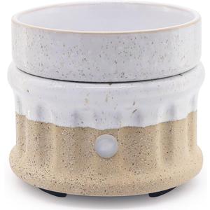 Ceramic Wax Melt Warmer - 3 in 1 Smokeless and Flameless Electric Wax Warmer,Easy to Handle Candle Warmer for Essential Oil and Wax Cubes is Suitable for Home and Office Dcor (A-Rustic White)