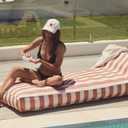 SUNNYLiFE Luxe Lie-On Lounger, Inflatable Pool Float, Indoor/Outdoor Use, Backrest Support, PVC/Polyester, Tierra Clay Stripe, 70.87 x 33.46 x 20.47 inches, Water/Land Usage, 9.7 lbs