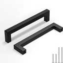 homdiy Black Cabinet Handles Matte Black Cabinet Pulls Stainless Steel Drawer Dresser Handles Square Bar Hardware Drawer Pulls Stainless Steel Dresser Hardware 2 Pack 5-1/16 Inch Hole Centers