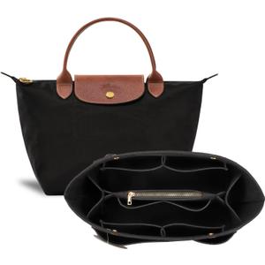 Purse Organizer Insert for le pliage ToteHandbag Organizer Compatible with le pliage Shoulder Bag Large/Small,LE PLIAGE Top Handle Small/Medium (Black, Large)