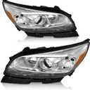 Headlights Assembly for 2013 2014 2015 Chevy Malibu 4-Door LT/LTZ fit 2016 Chevy Malibu Limited Headlamp with Factory Halogen 4 Door Sedan Chrome Housing Driver & Passenger Side(No Bulb)