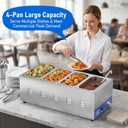 ETL Listed 4-Pan Commercial Food Warmer with Seamless One-piece Tank & 4 of 1/3 Size GN Pan,120V 1500W Countertop Soup Station Steam Table for Buffet,Parties and Restaurants