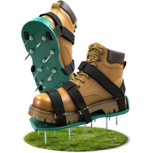 Lawn Aerator Shoes for Lawn, Soil Yard Aerator Tool with Hook & Loop Straps for Effectively Aerating, One Size Fits All Free-Installation Lawn Shoes for Yard Garden Patio Grass (Green)