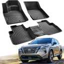Floor Mats Custom-Fit for Nissan Rogue 2021-2026 | All-Weather Car TPE Mat Set | Front Rear Floor Liners | Automotive Interior Accessories for Protection Not for Sport Models