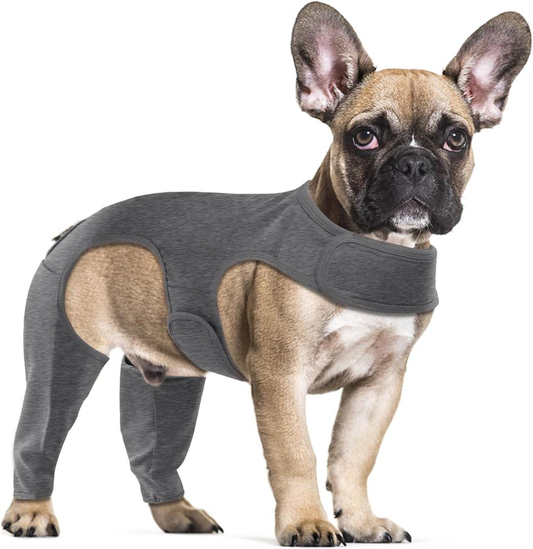 Dog Surgery Recovery Suit, Dog Leg Wound Protector Brace, Comfortable Dog Elbow Protector Cone Alternative Prevent Licking Bite Long Sleeve Suits Leg Brace Support (Grey, M)