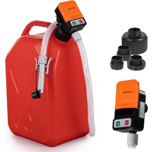Fuel Transfer Pump with Auto Stop Sensor Overfill Protection,Kit with 4 Tank Adapter, 4AA Battery powered 3.2 GPM, Portable Gas Pump for Oil, Diesel, Gasoline (Orange/Black)