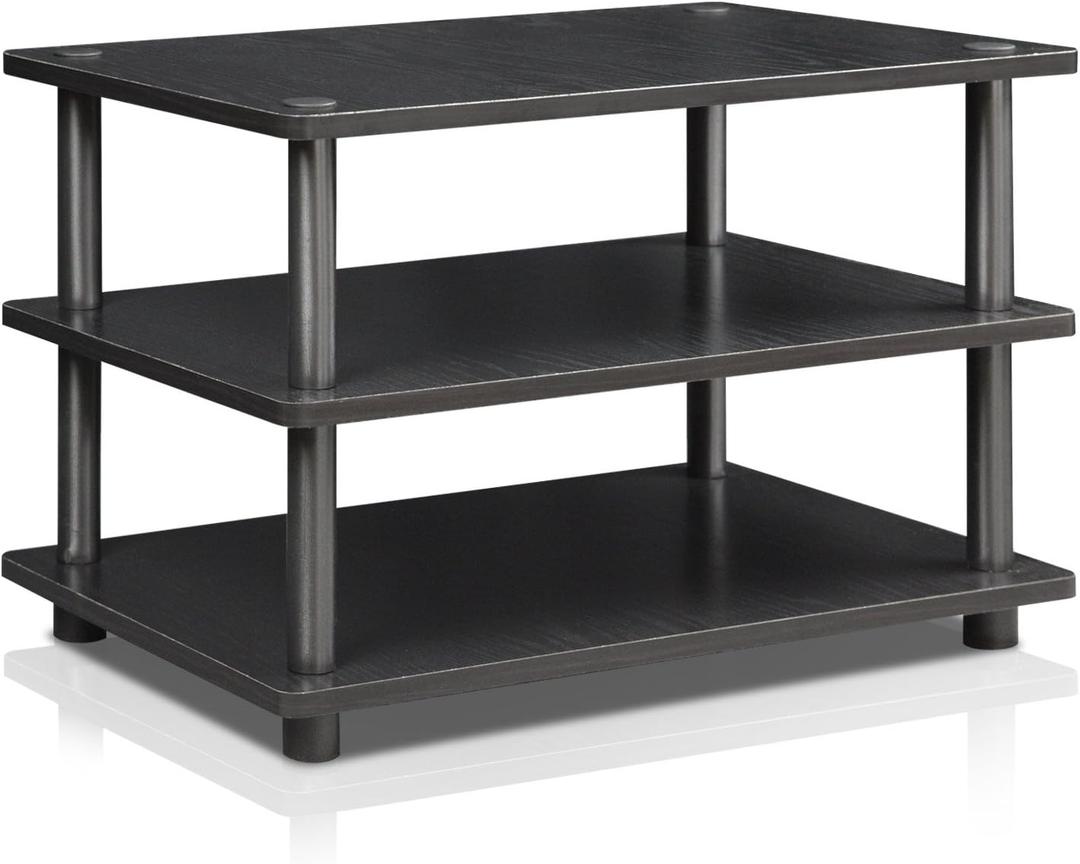 Furinno TURN-N-TUBE TV Stand, 3-Tier Corner Entertainment Center, Open Shelf Design TV Console for TV up to 25 Inch, Toolless Assembly, for Living Room, Bedroom, Blackwood